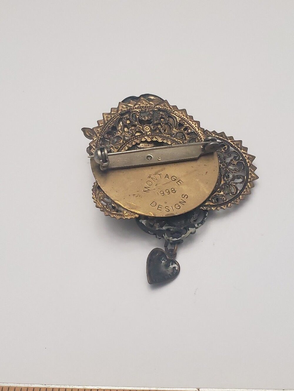MONTAGE DESIGNS 1998 Cameo Mixed Metals Brooch Pin - Picture 9 of 10